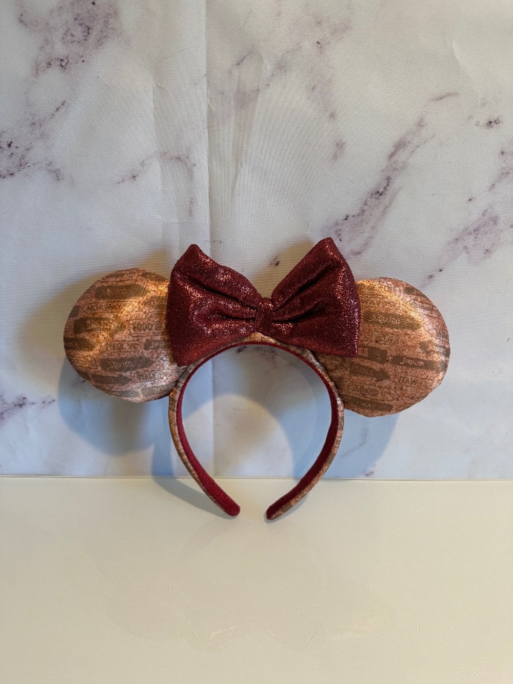 DISNEY 2018 FOOD & WINE FESTIVAL MINNIE MOUSE EARS GOLD/MAROON ADULT